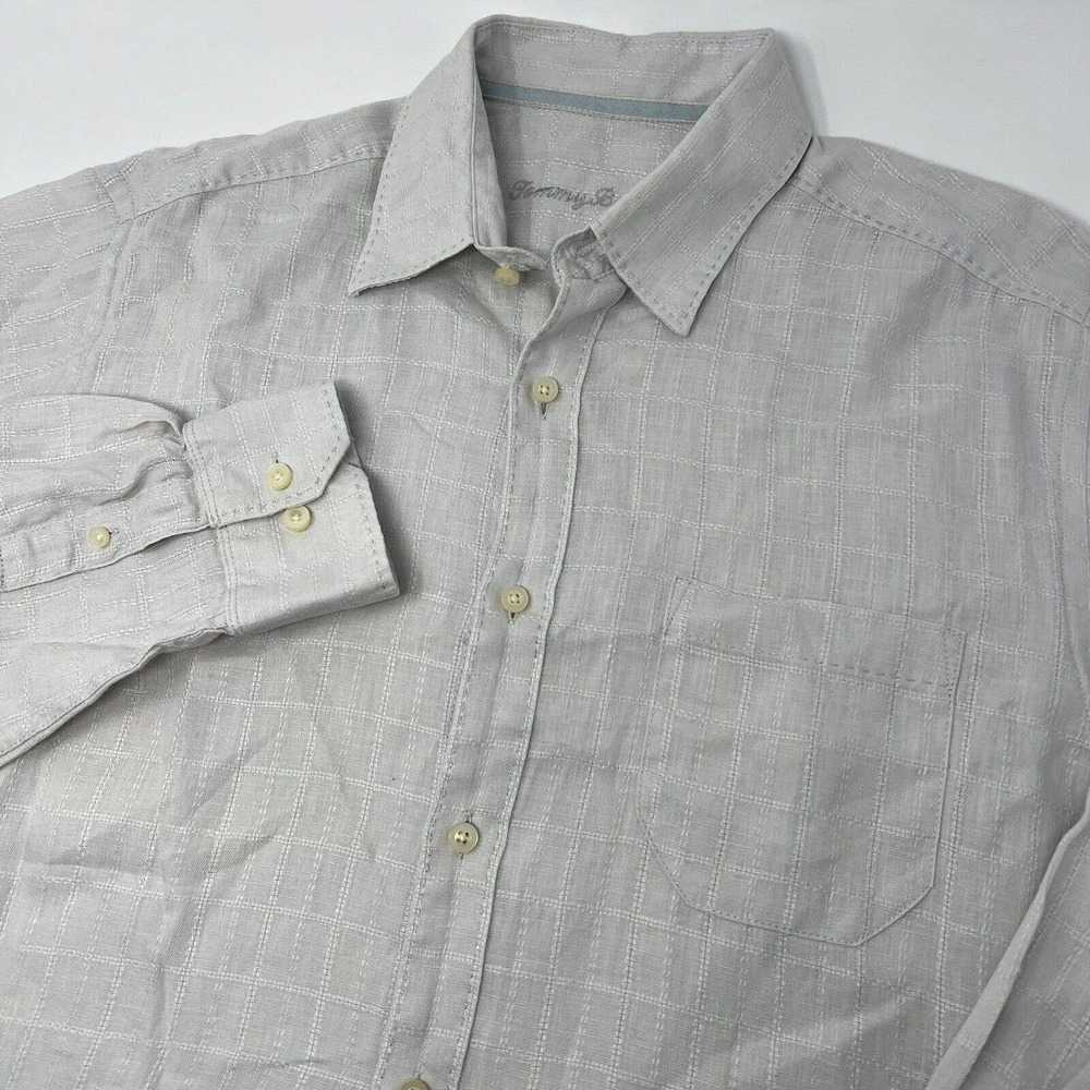 Tommy Bahama Shirt Men's Med Button Up Long Sleeve 100% Linen Gray Casual - Picture 1 of 6